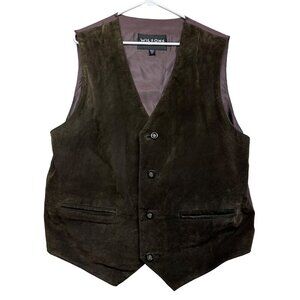 Wilsons Leather Mens Suede Vest Size XL Brown Cowboy Western Vintage Lined